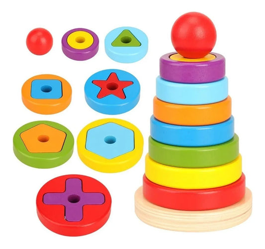 Torre Apilable de Madera Figuras Geométricas